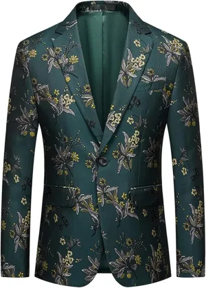 UNINUKOO Mens Floral Blazer Jacket Slim Fit Paisley Tuxedo Suit Party Dress Wedding Sport Coat for Men