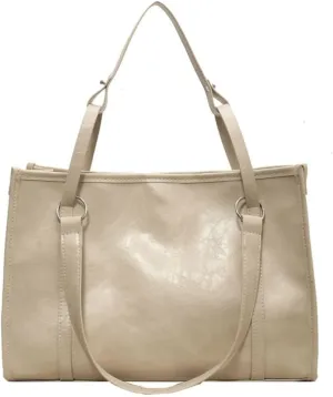 Vintage Vegan Leather Large Tote Hobo Shoulder & Crossbody Top-Handle Satchel Handbag Purse for Women's Work Style