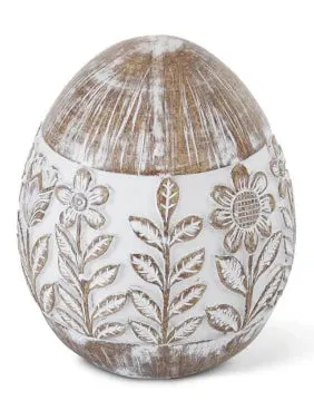 Whitewashed Floral Carved Resin Easter Eggs - 3 Styles