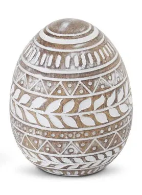 Whitewashed Floral Carved Resin Easter Eggs - 3 Styles
