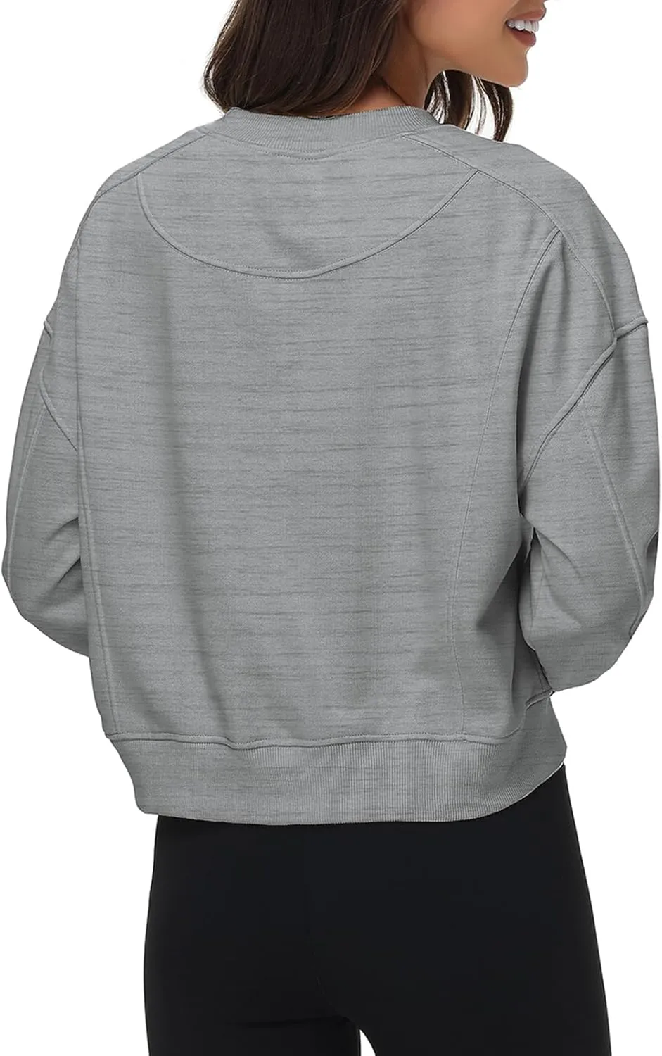 Women's Cropped Crewneck Sweatshirts Long Sleeve Oversized Sweatshirt Pullover Fall Crop Top Outfits