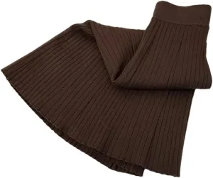 Women's Elegant Knitted Midi Skirts Elastic High Waist Solid Pleated Skirt Basic Office Casual A Line Skirt