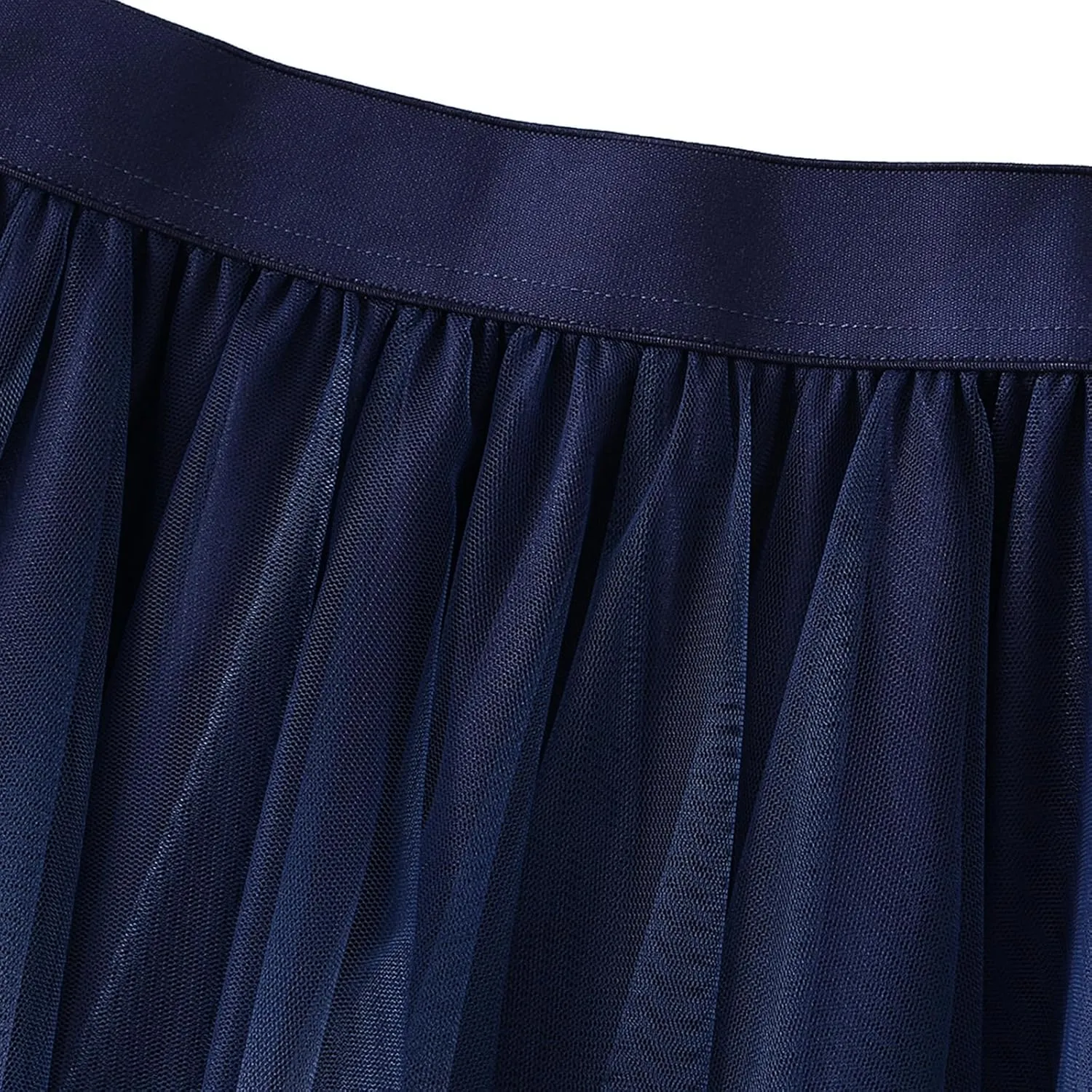 Womens Gradient Tulle Midi Skirt High Waist Pleated A-line Skirt with Lining for Summer Party Weddings Casual Outings
