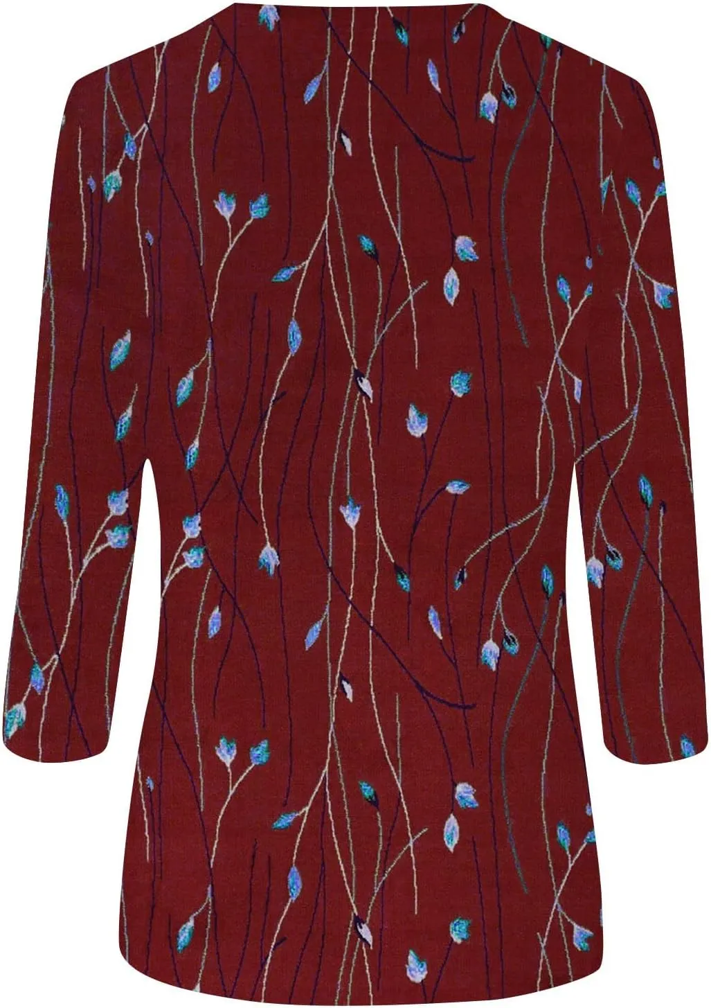 Womens Tops Trendy Summer 3/4 Sleeve Shirts Casual Floral Print Blouses Round Neck Cute Tunic Tops Plus Size S-5XL