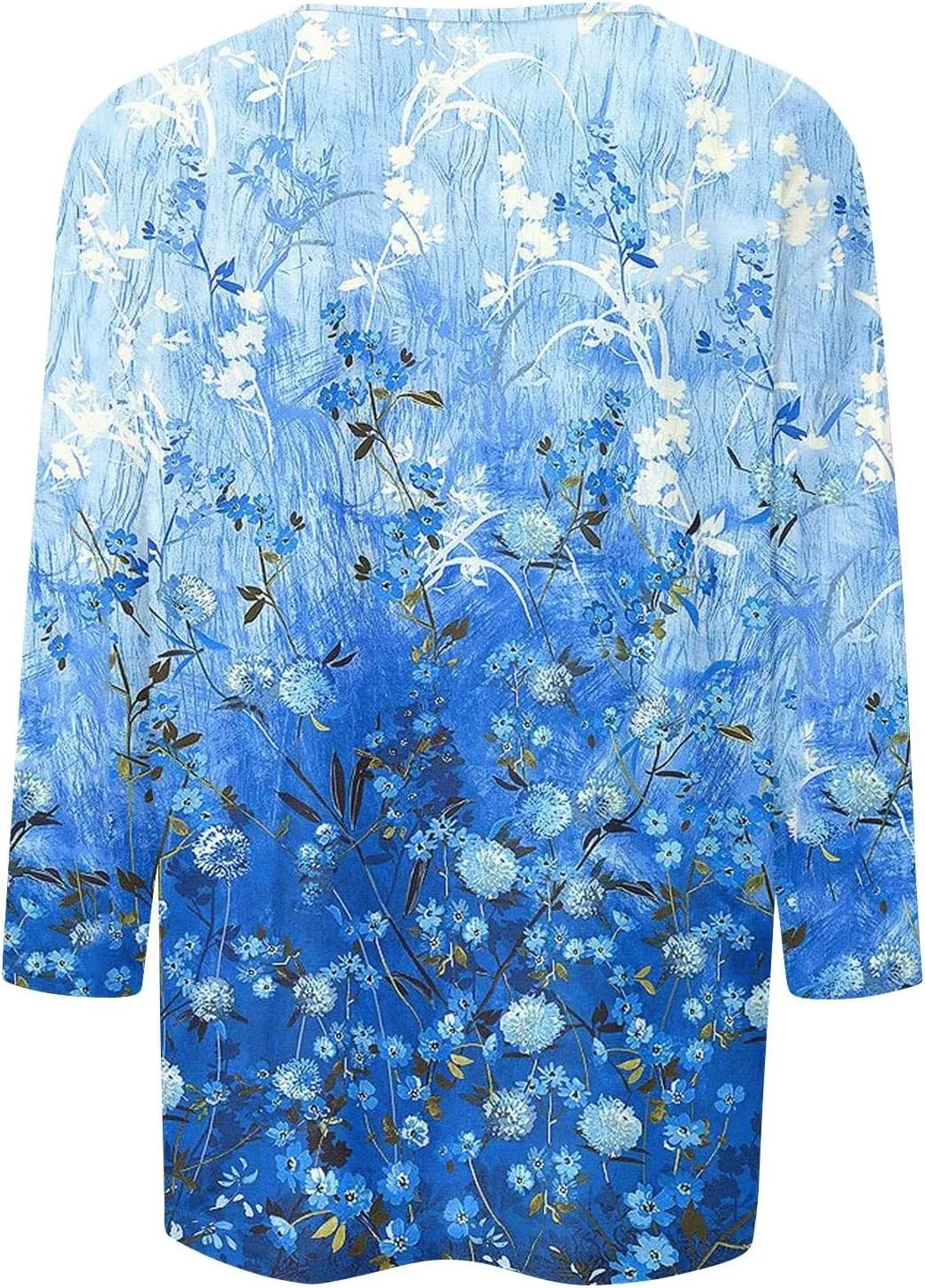 Womens Tops Trendy Summer 3/4 Sleeve Shirts Casual Floral Print Blouses Round Neck Cute Tunic Tops Plus Size S-5XL
