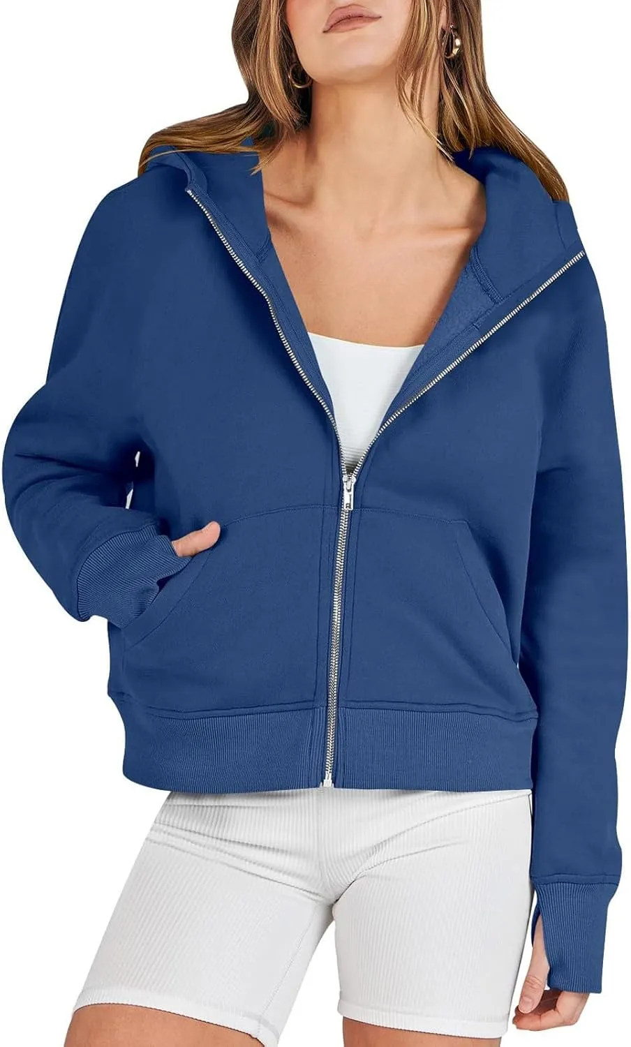 Womens Zip Up Cropped Hoodies Fleece Oversized Sweatshirts Full Zip Jackets Y2k Fall Clothes 2024 Trendy