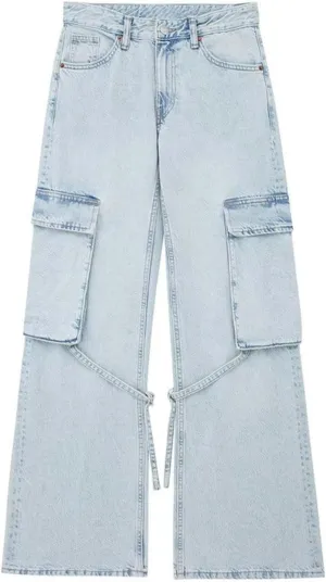 Work Style high Waist Jeans, Personalized Street Pants for Women, Pocket Design Trousers