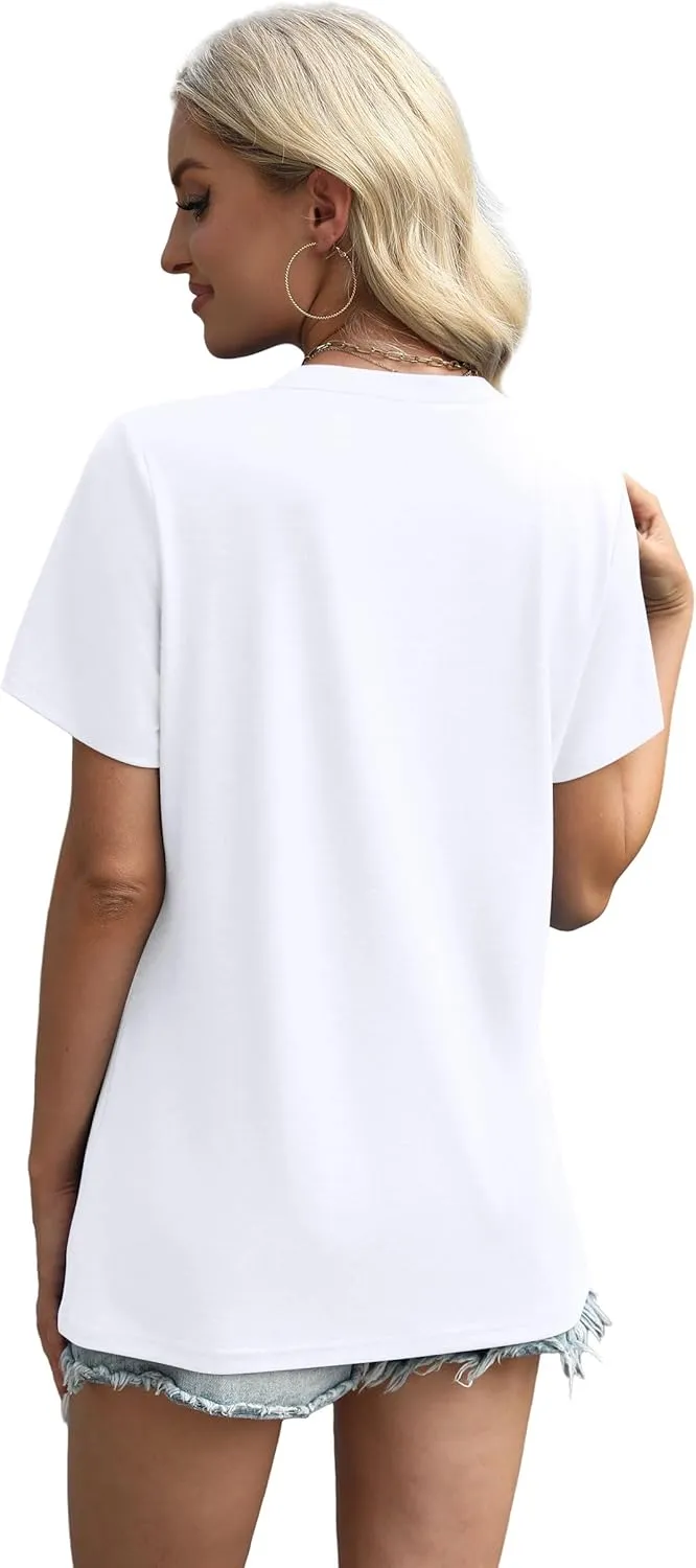 XIEERDUO Womens Summer Tops 2025 Pleated Round Neck Short Sleeve Shirts Business Casual