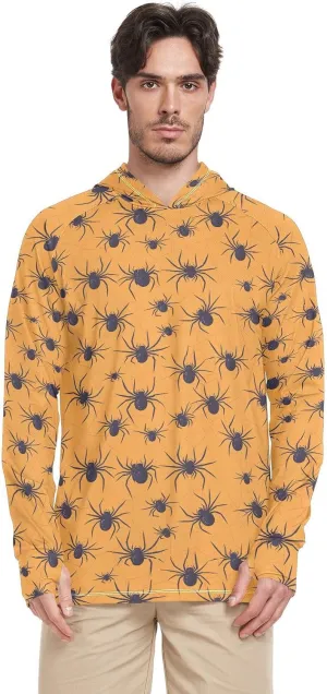 Yellow Web Sun Shirt Hoodie For Men Long Sleeve UPF 50 Mens Sun Shirt Quick-Dry Rash Guard UV Shirts Sailing Shirts camisetas para el sol de hombre