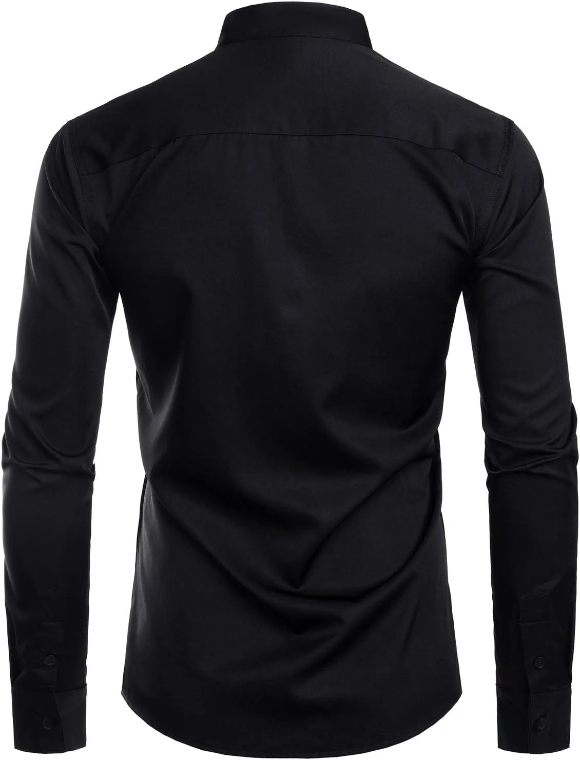 ZEROYAA Mens Hipster Solid Slim Fit Long Sleeve Mandarin Collar Dress Shirts