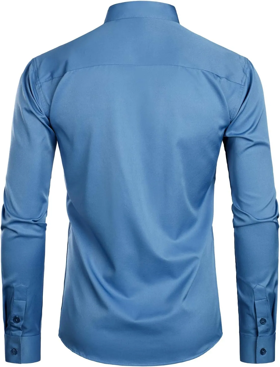 ZEROYAA Mens Hipster Solid Slim Fit Long Sleeve Mandarin Collar Dress Shirts