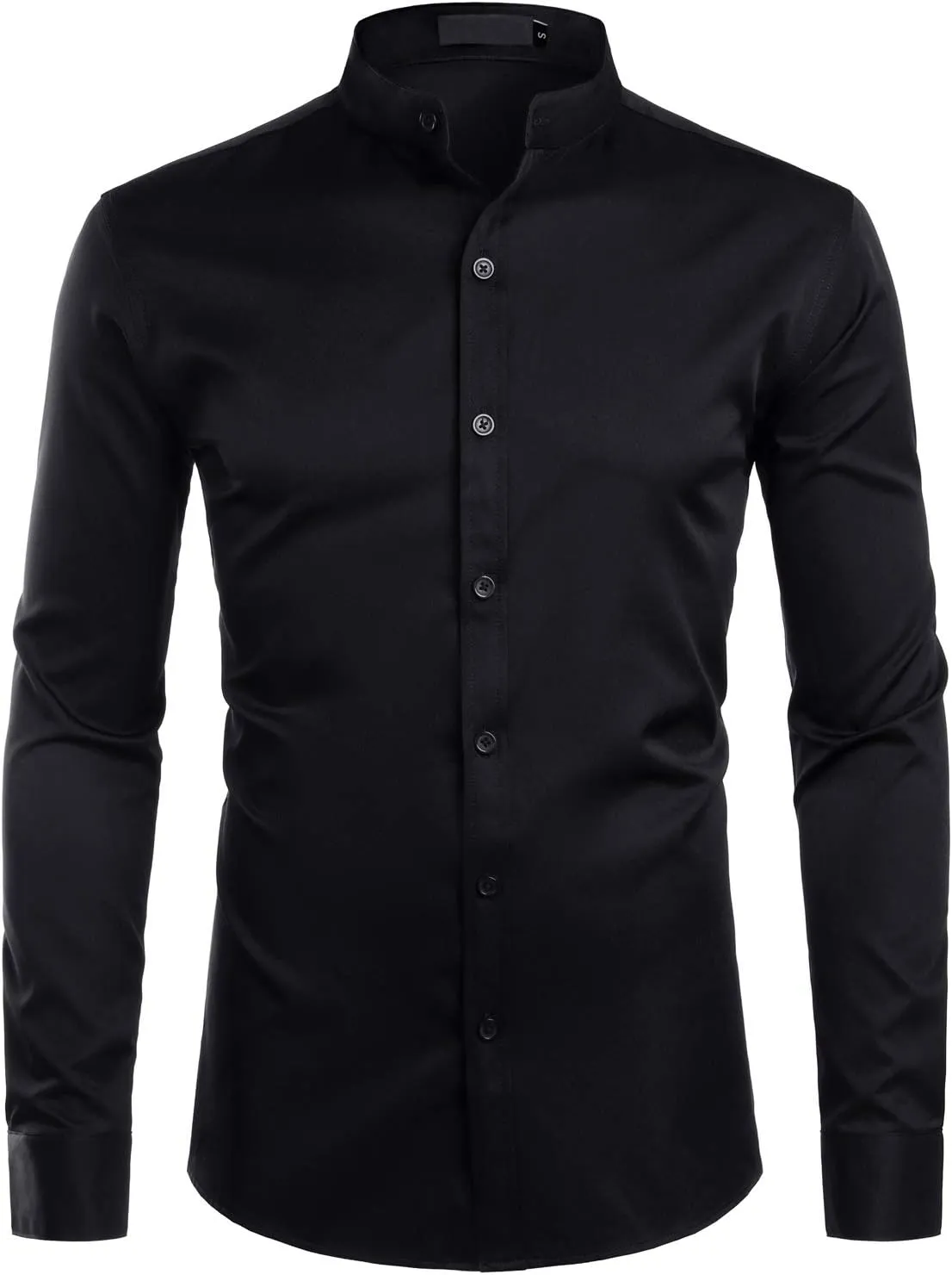 ZEROYAA Mens Hipster Solid Slim Fit Long Sleeve Mandarin Collar Dress Shirts