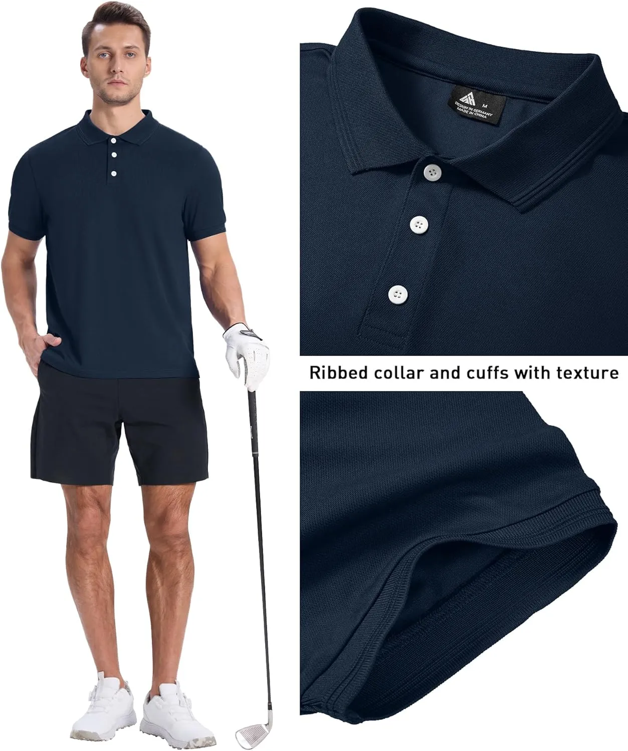 ZITY 3 Pack Mens Polo Shirts Short Sleeve Sports Moisture-Wicking Golf Shirt Business Causal Summer Tops