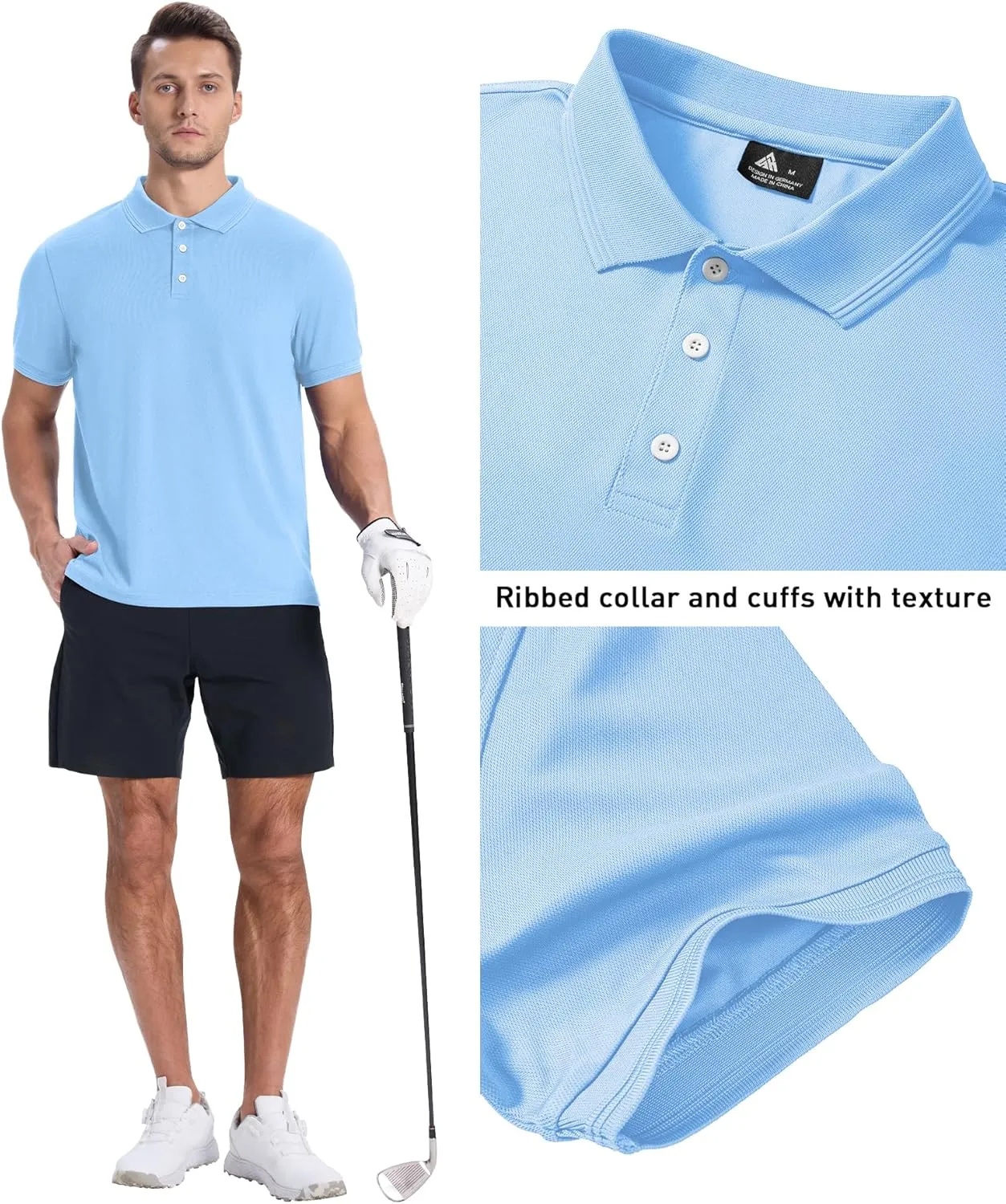 ZITY 3 Pack Mens Polo Shirts Short Sleeve Sports Moisture-Wicking Golf Shirt Business Causal Summer Tops