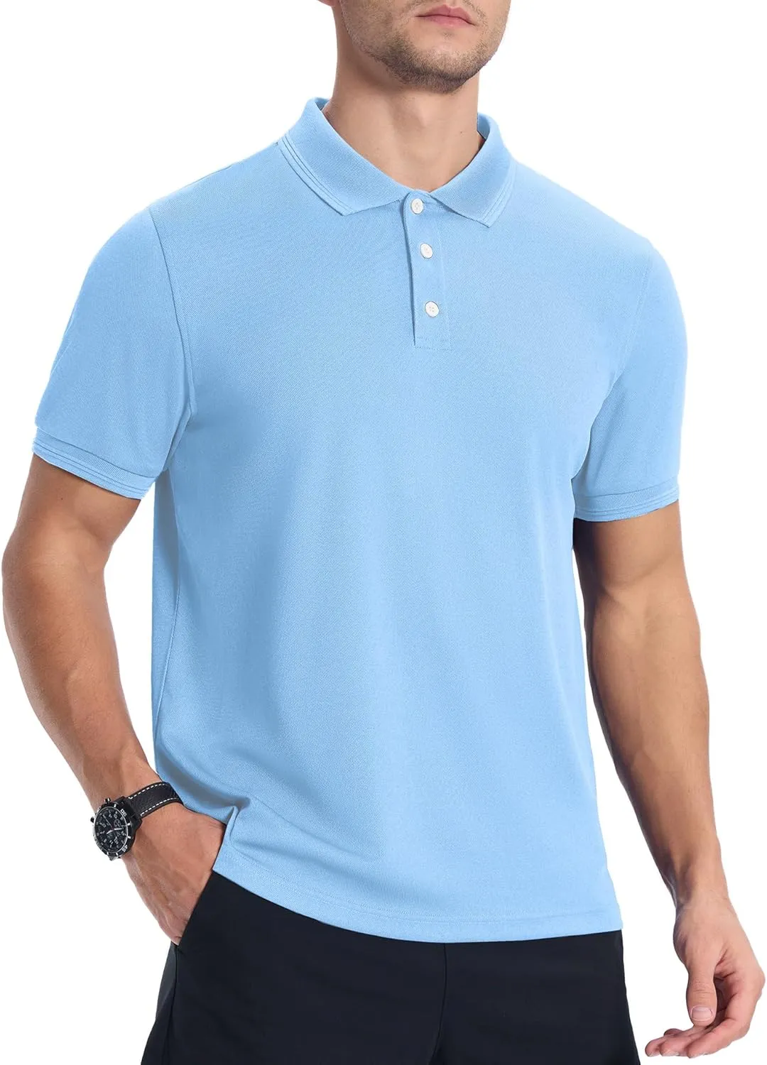 ZITY 3 Pack Mens Polo Shirts Short Sleeve Sports Moisture-Wicking Golf Shirt Business Causal Summer Tops