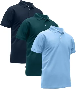 ZITY 3 Pack Mens Polo Shirts Short Sleeve Sports Moisture-Wicking Golf Shirt Business Causal Summer Tops